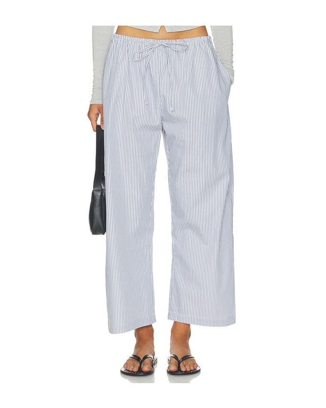 Leset Blue Yoshi Stripe Crop Drawstring Pant