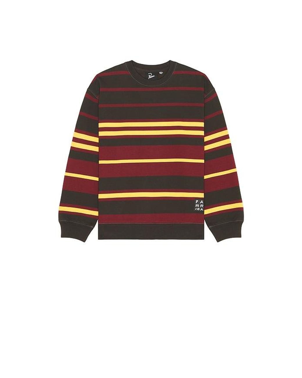 by Parra Red Sweatstriped Crew Neck Sweatshirt for men