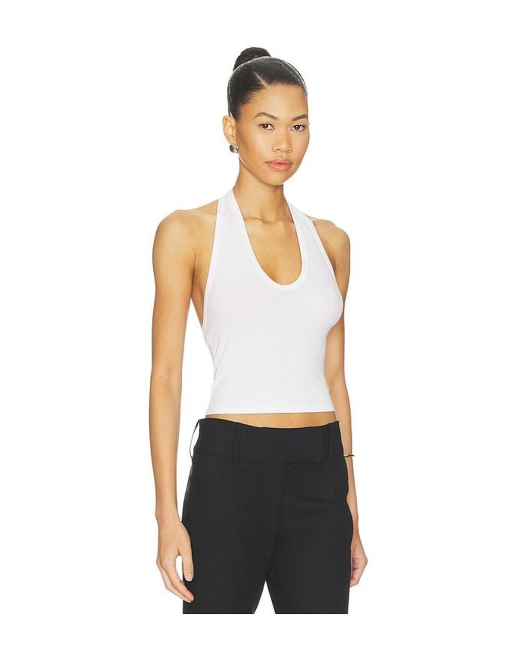 Enza Costa White Silk Rib U Halter
