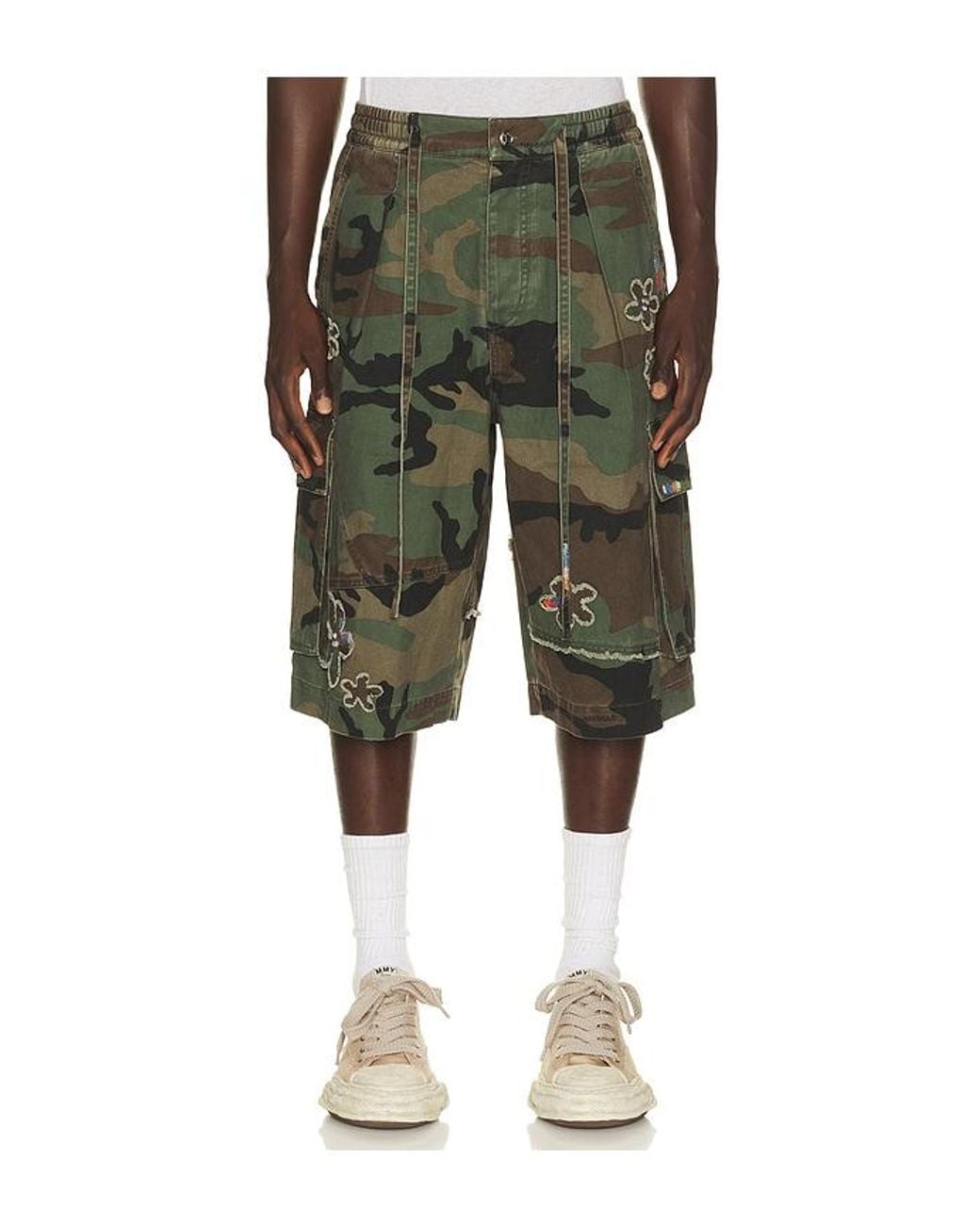 NAHMIAS Green Floral Patch Crystal Short for men