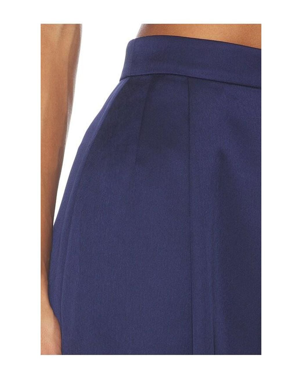 Nadine Merabi Blue Satin Wide Leg Trousers