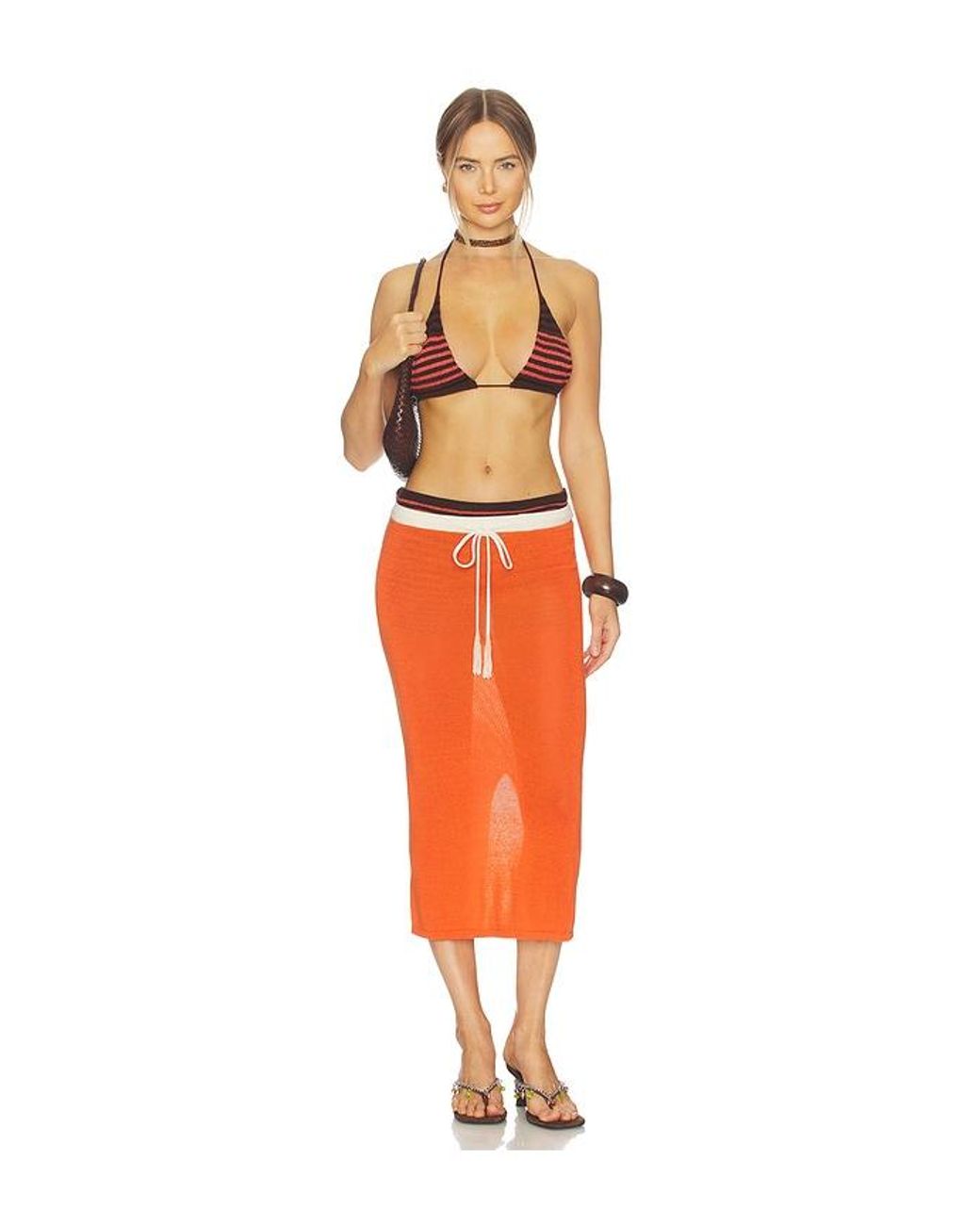 Leslie Amon Orange Noelle Skirt