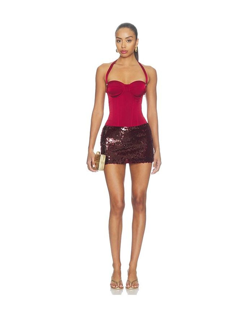 Runaway the Label Red Arden Low Waist Sequin Mini Skirt