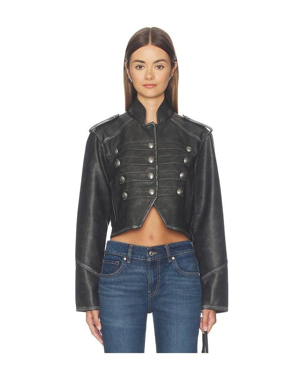 Free People Black X We The Free Ryland Faux Band Jacket