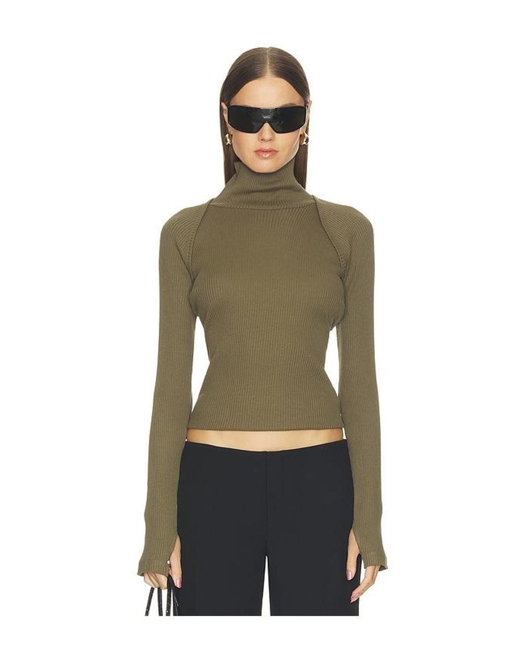Helmut Lang Green Shrug Layer Top