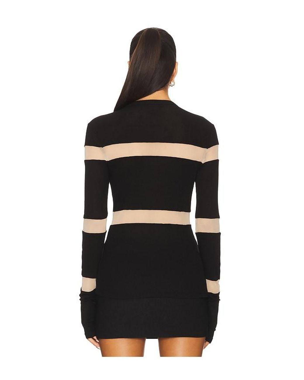 Michael Lauren Black Vex Long Sleeve Fitted Top