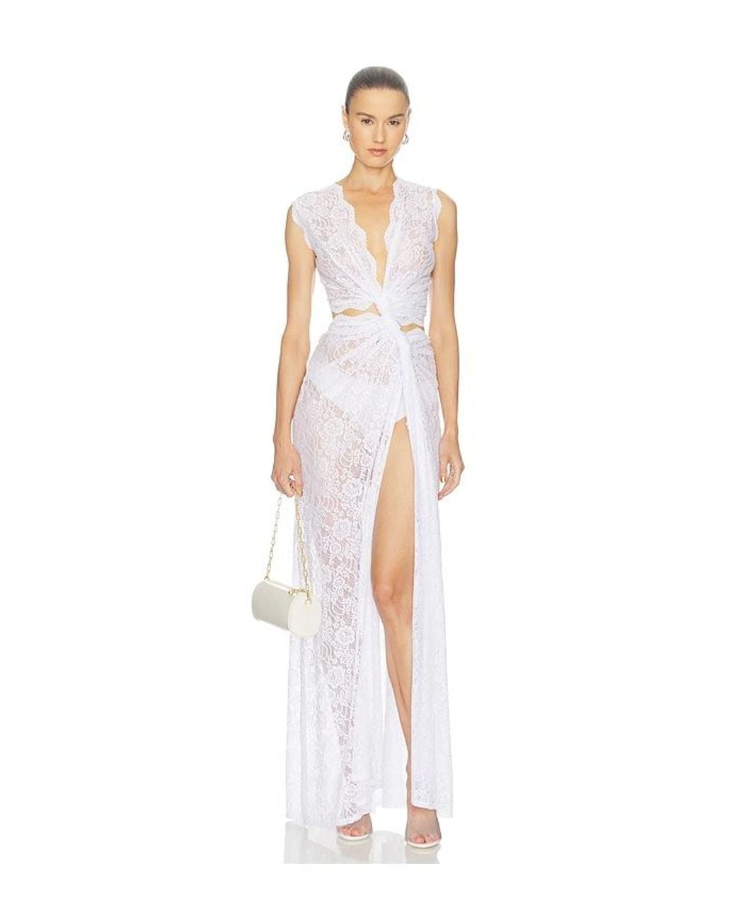 Sid Neigum White Lace Triple Loop Knit Dress