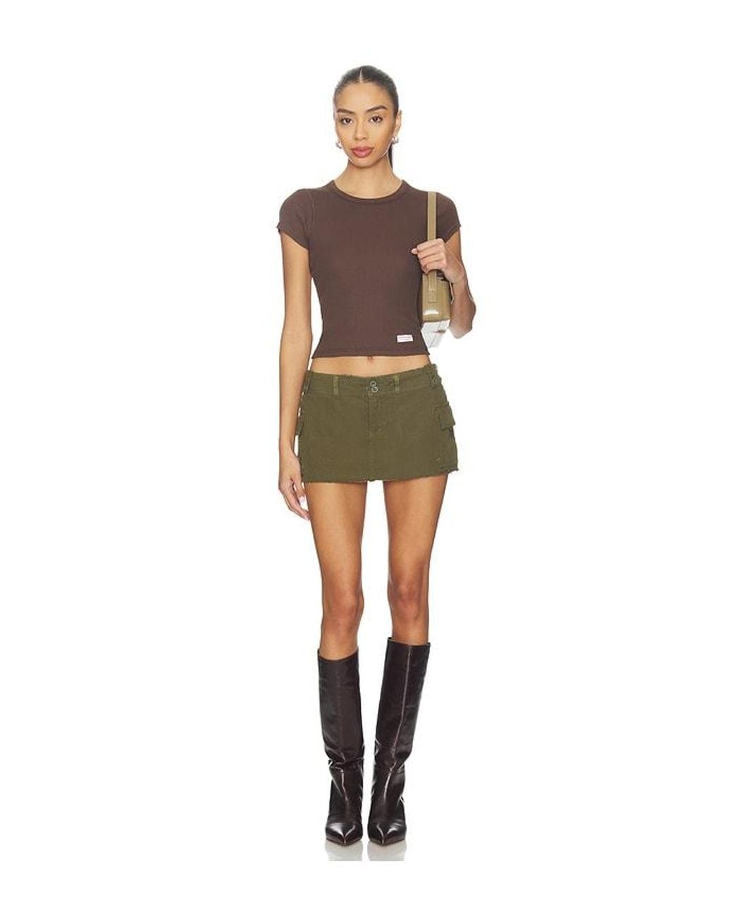 GUIZIO Green Cargo Mini Skirt