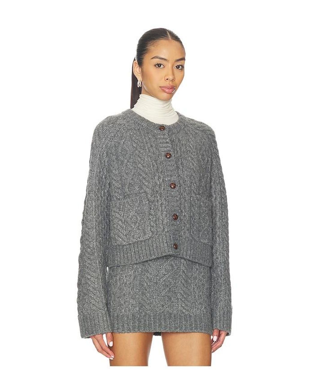 Lovers + Friends Gray Ibona Cable Cardigan