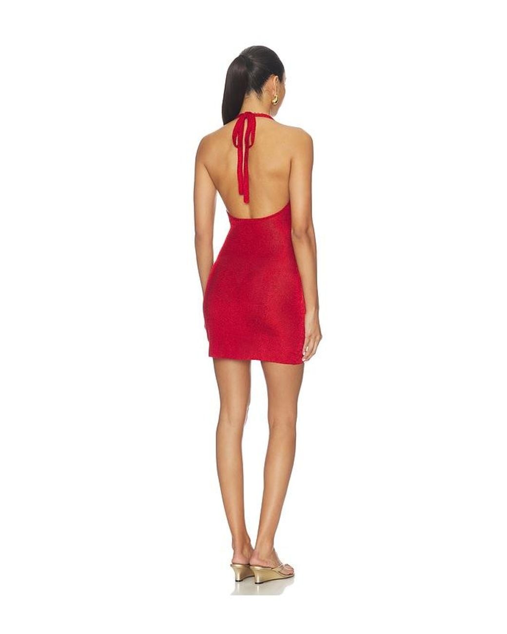 GUIZIO Red Millie Halter Mini Dress