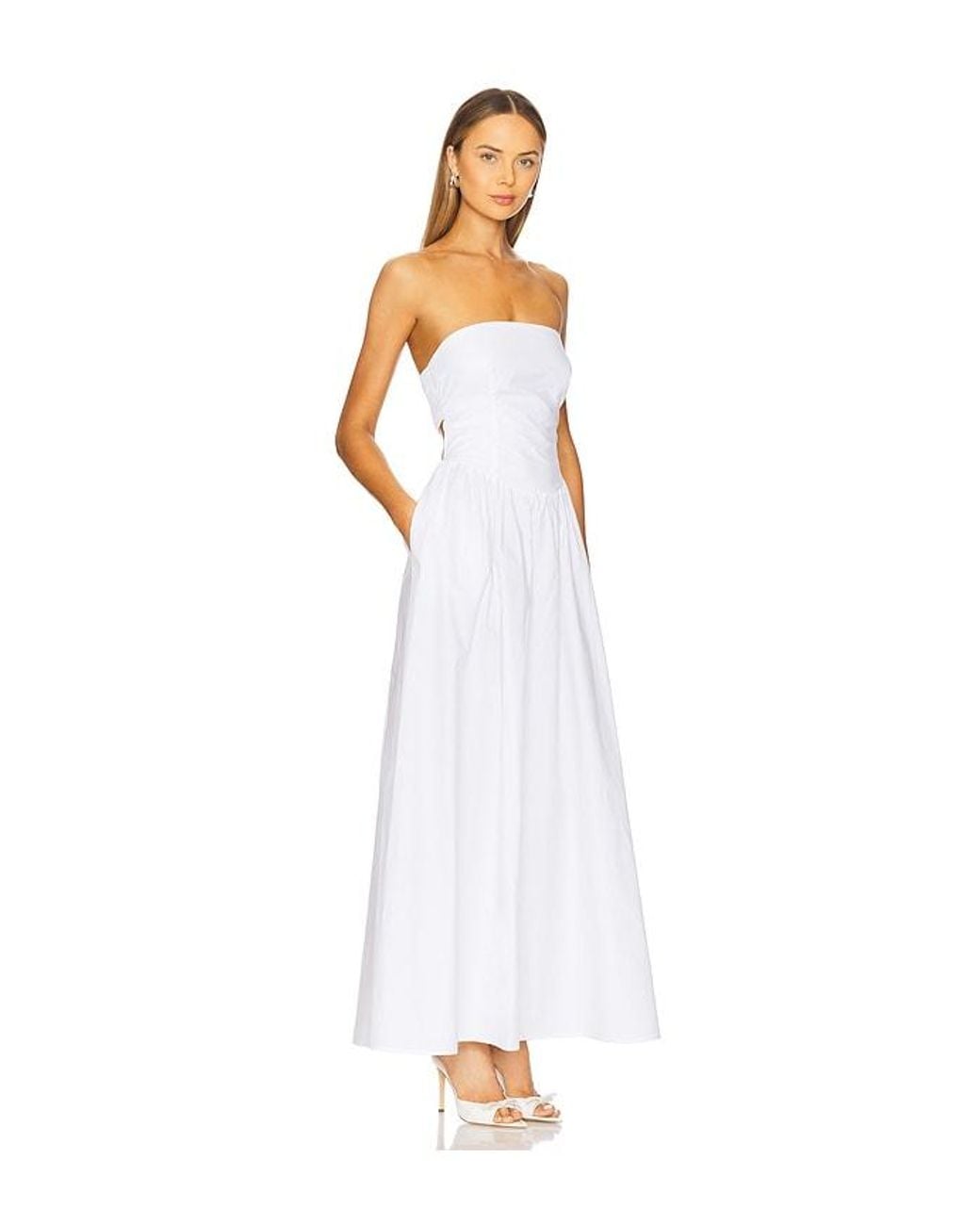 Susana Monaco White Poplin Drop Waist Maxi Dress