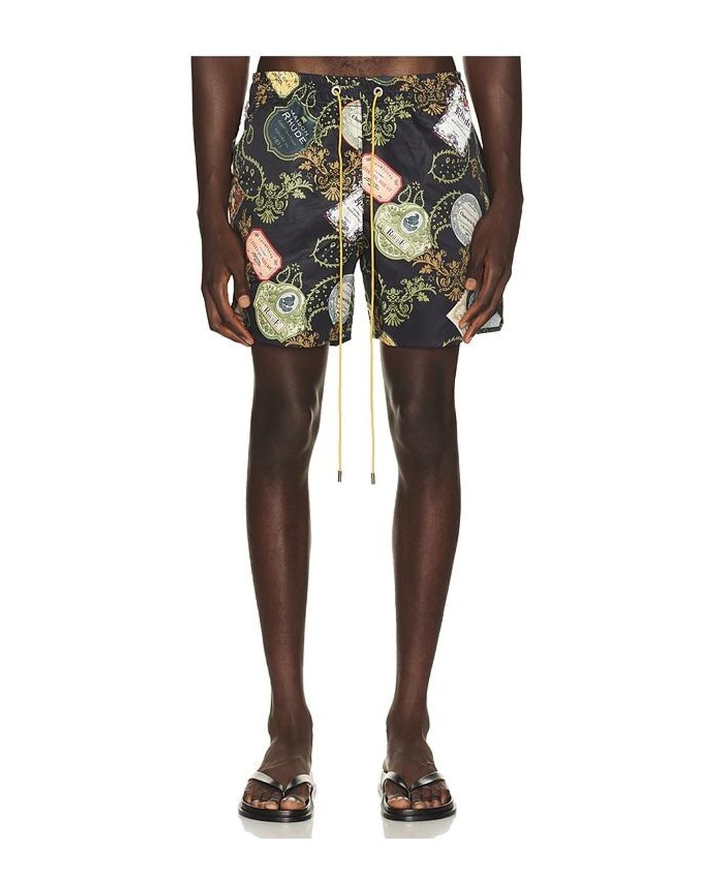 Rhude Black Vin Bandana Print Swim Shorts for men
