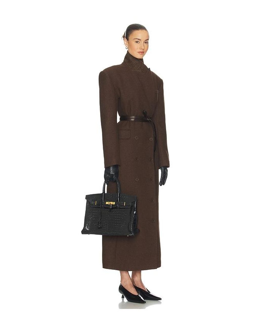 Helsa Brown Italian Wool Blend Extra Long Coat