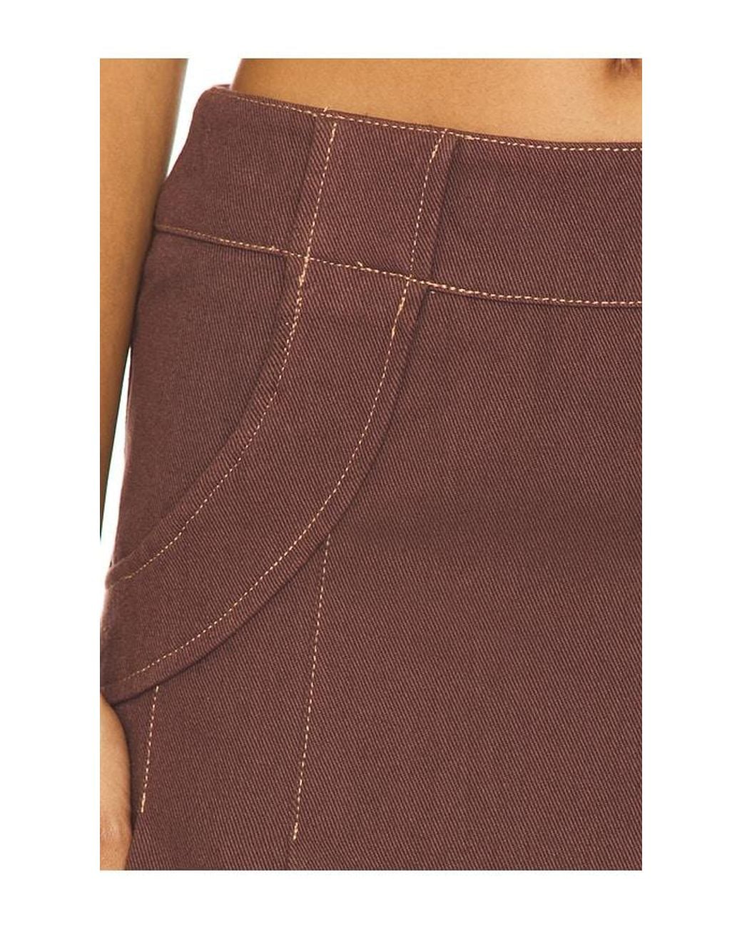 BY.DYLN Brown Rigid Cotton Mini Skirt