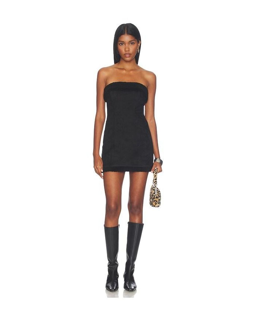 Lovers + Friends Black Lola Faux Shearling Mini Dress