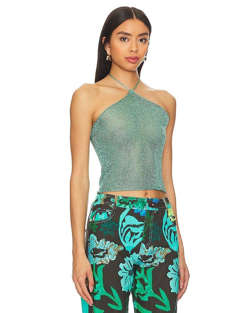 superdown Green Jem Halter Top