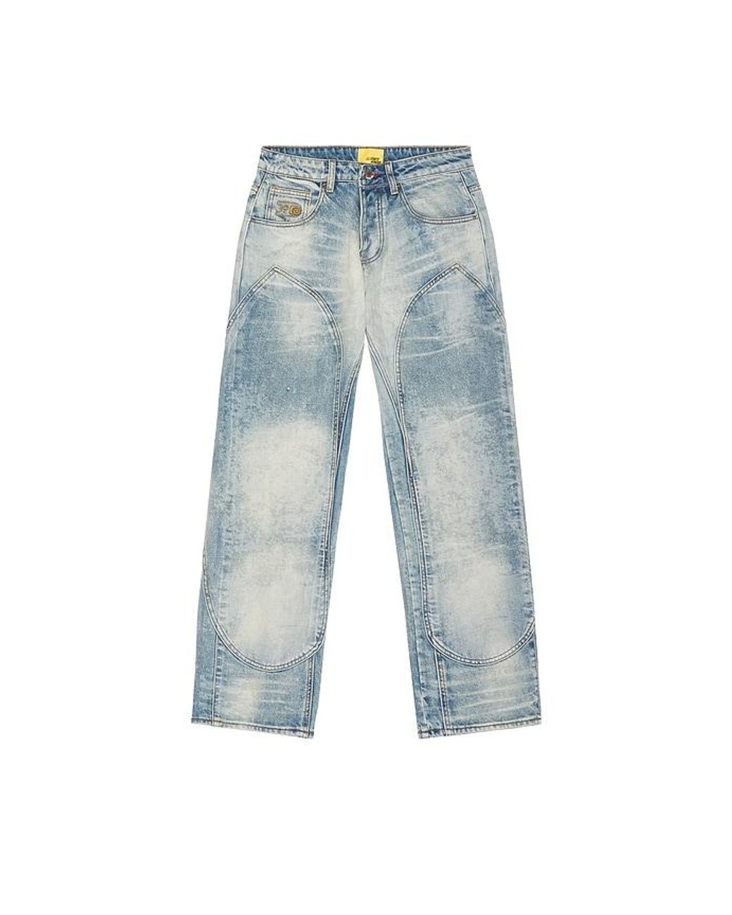 DIET STARTS MONDAY Blue Double Knee Bolt Denim Jeans for men