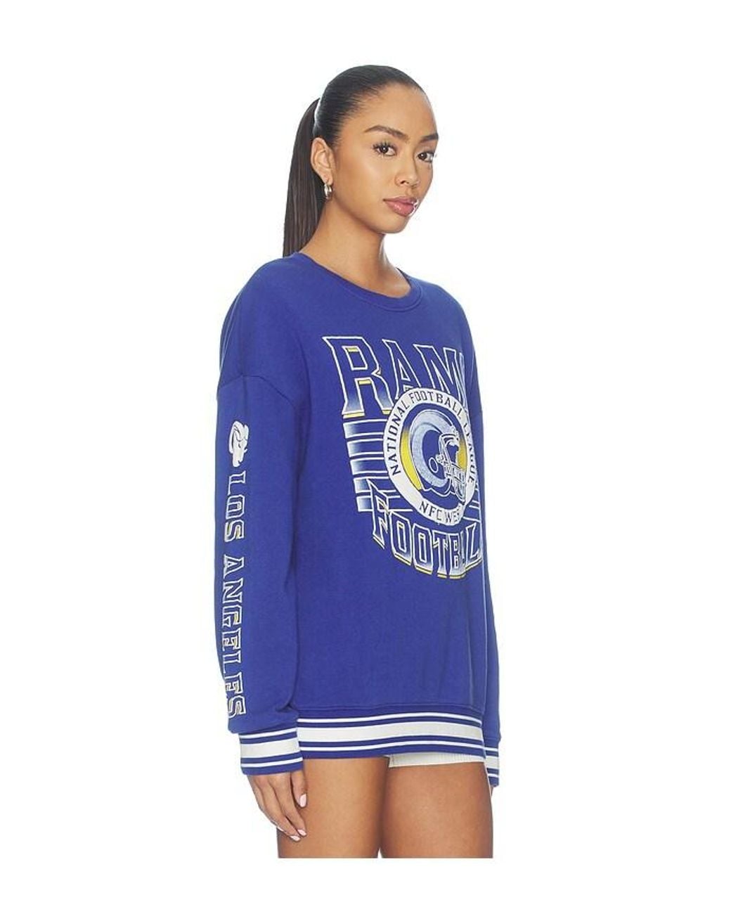 Junk Food Blue Rams Striped Rib Crew Sweatshirt