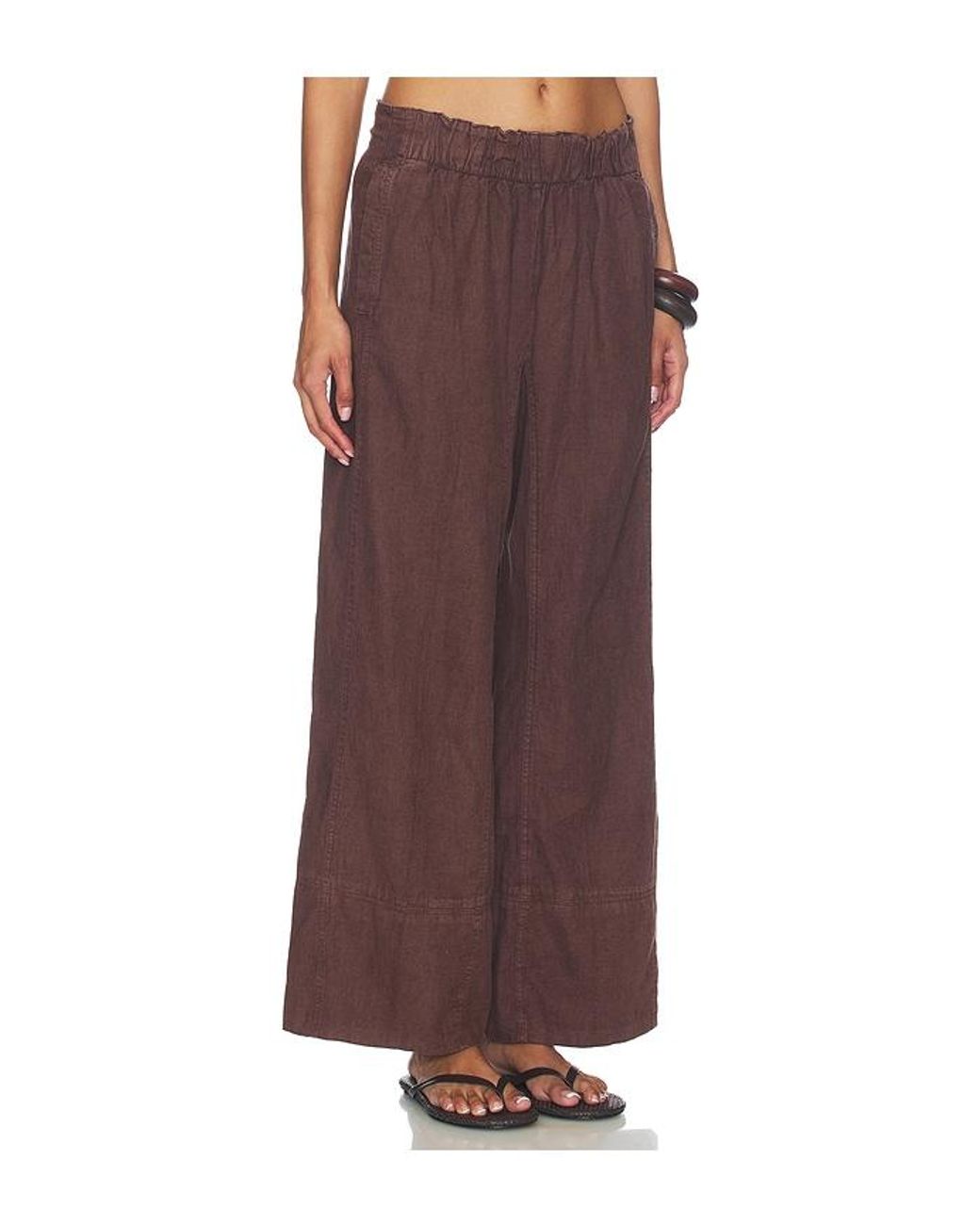 Free People Brown Days End Linen Pull On