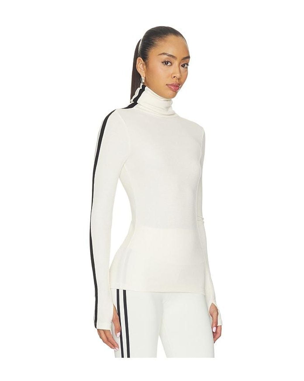 Splits59 White Jackson Rib Full Length Turtleneck Top