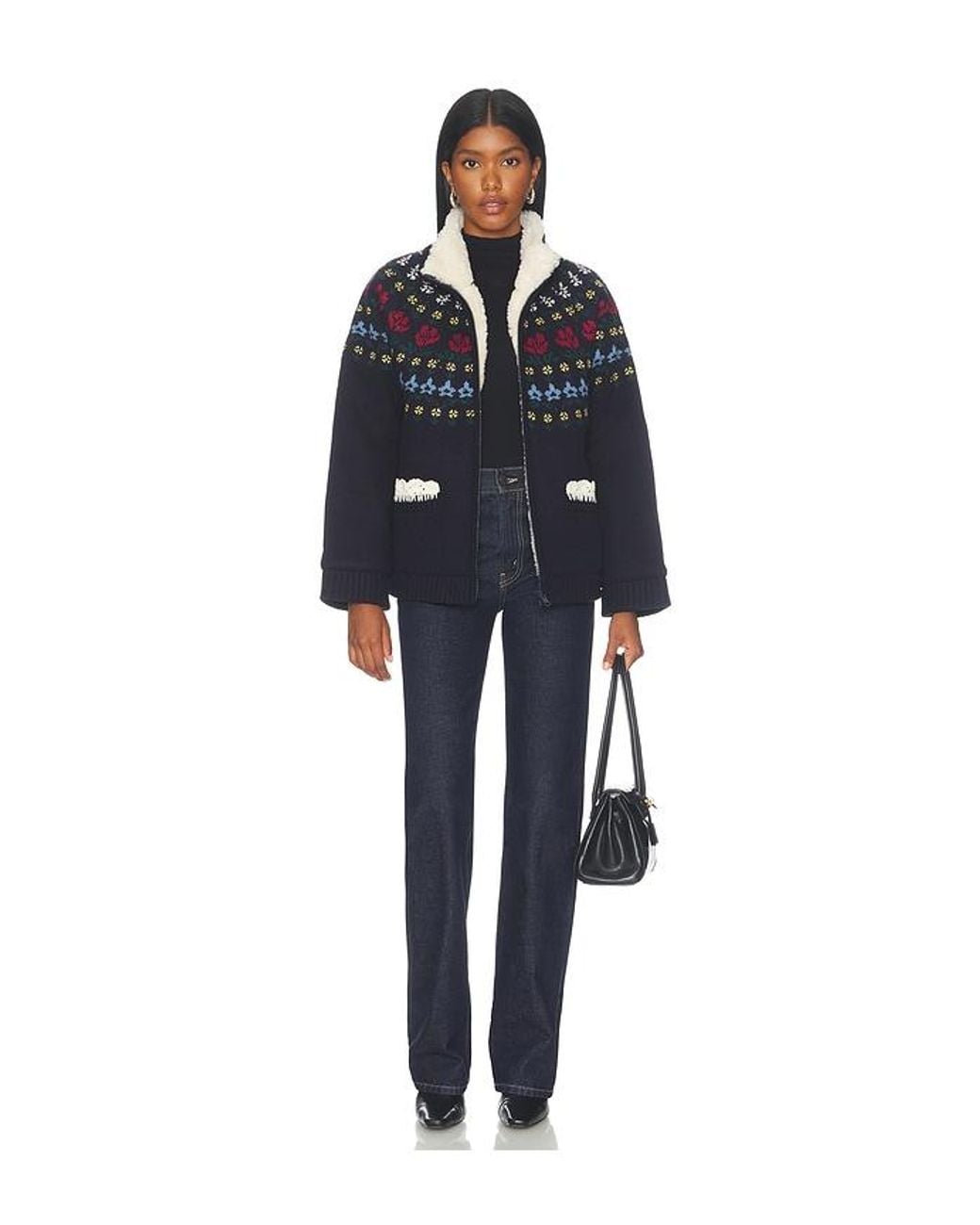 Sea Blue Preston Knit Sherpa Lined Jacket