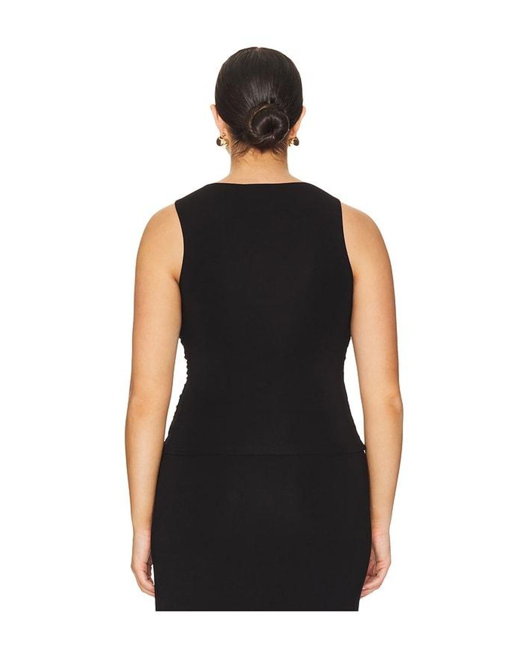 GOOD AMERICAN Black Ruched Tank Top