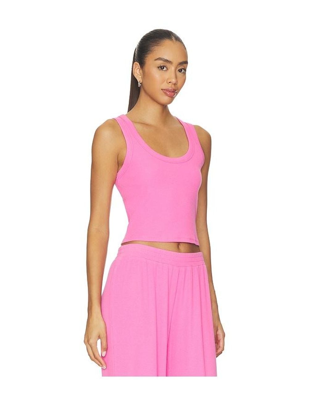 LNA Pink Kat Rib Crop Tank