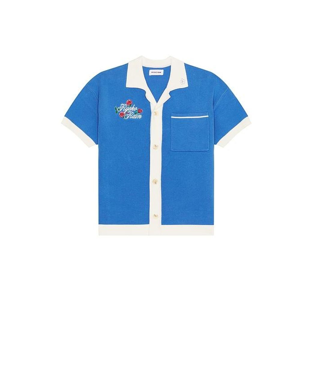 Ryoko Rain Blue Dear Ryoko Knitted Button Up Shirt for men
