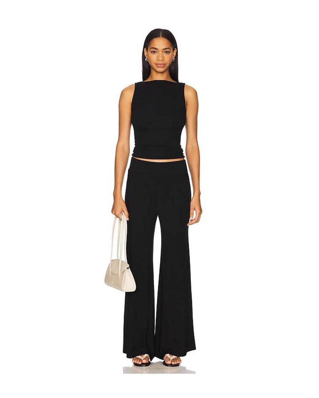 Enza Costa Black Silk Knit Bias Pant