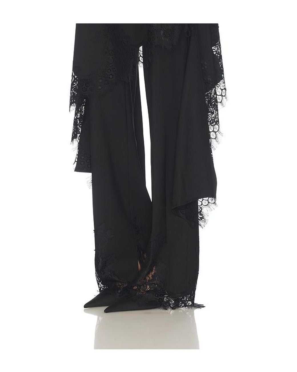 Monse Black Deconstructed Tailored Lace Hem Skirt Trouser
