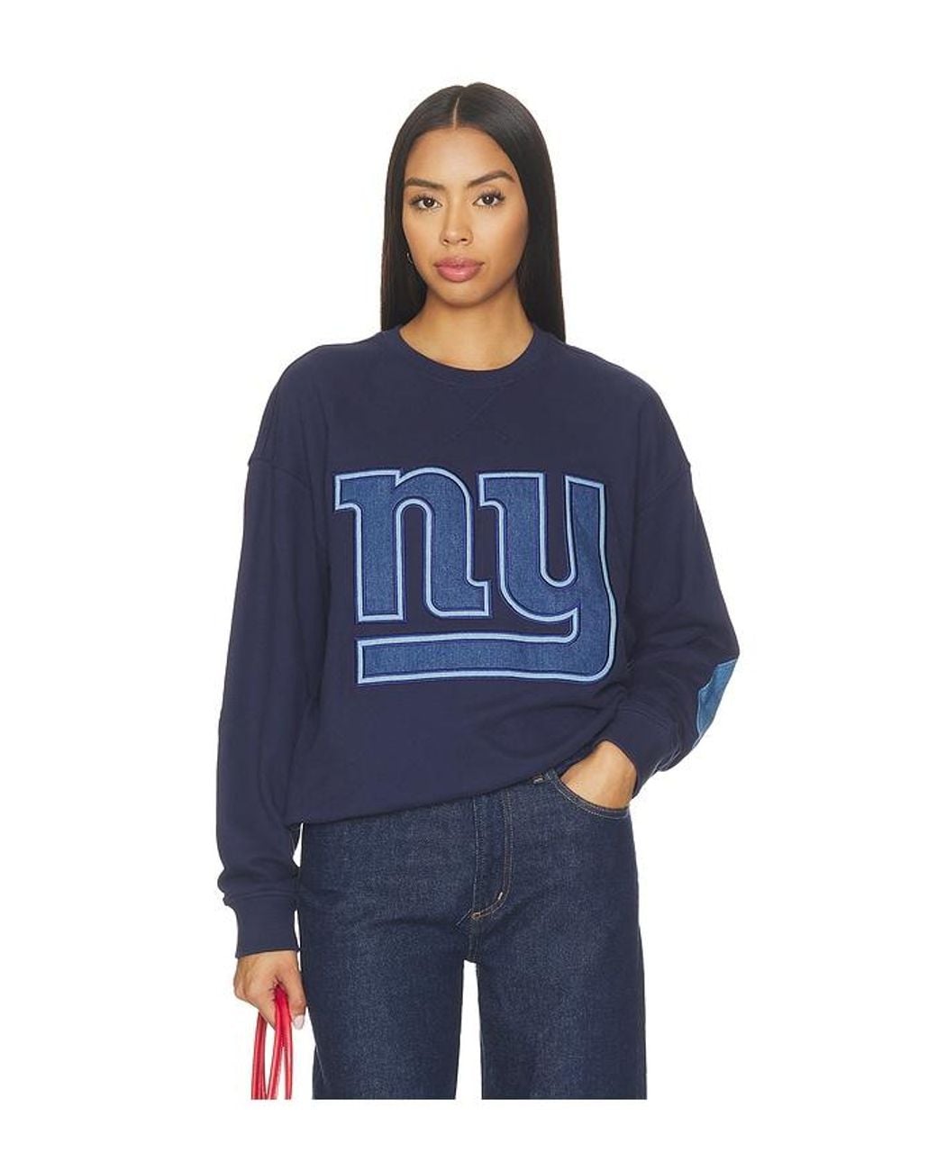 Terez Blue New York Giants Denim Patch Crew Sweater