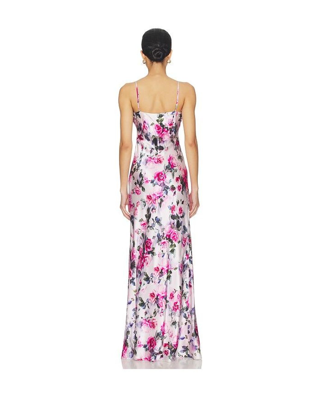 L'Agence Red Serita Maxi V Neck Bias Dress