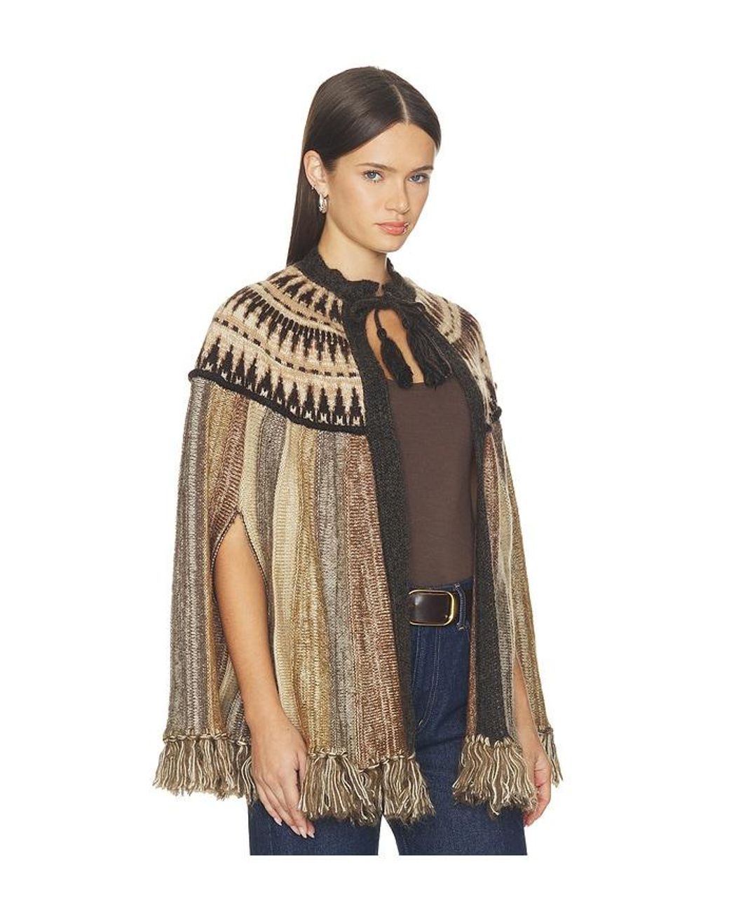 Ba&sh Brown Prato Poncho