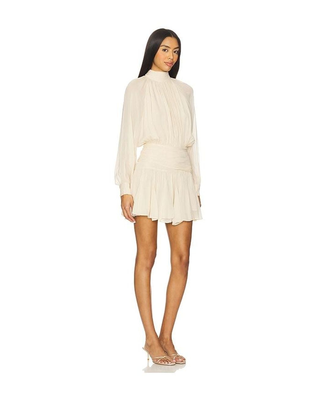 Nicholas Natural Cecile High Neck Mini Dress With Godets