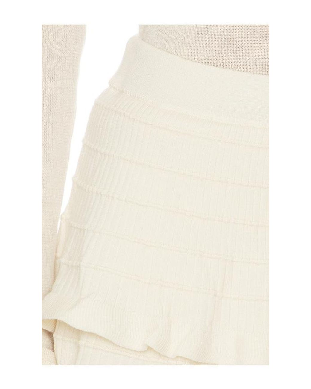 Susana Monaco White Light Merino Tiered Sweater Skirt