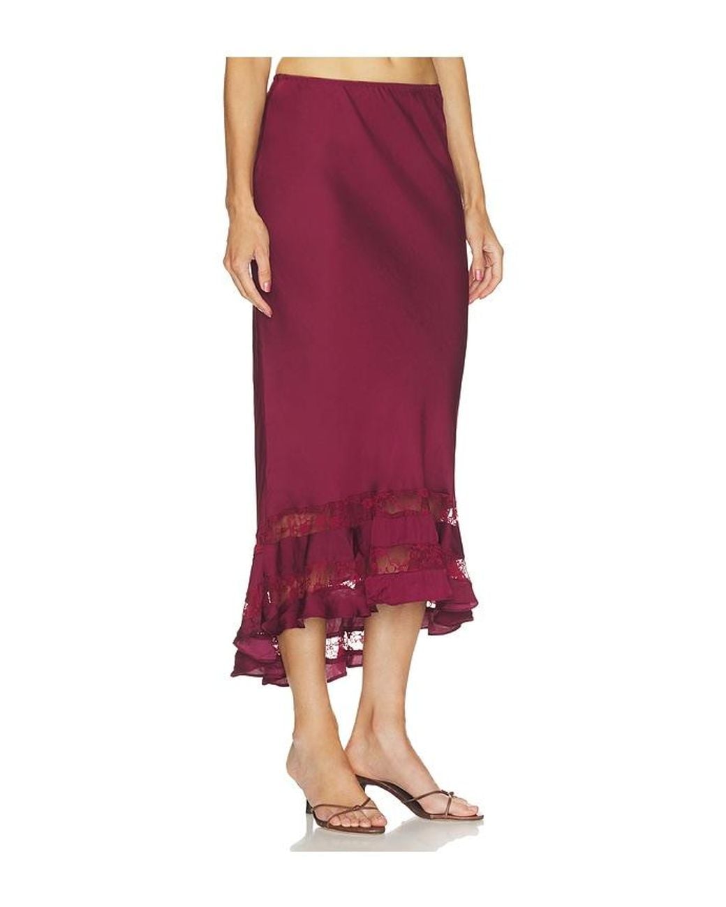Free People Red Long Lost Lover Skirt