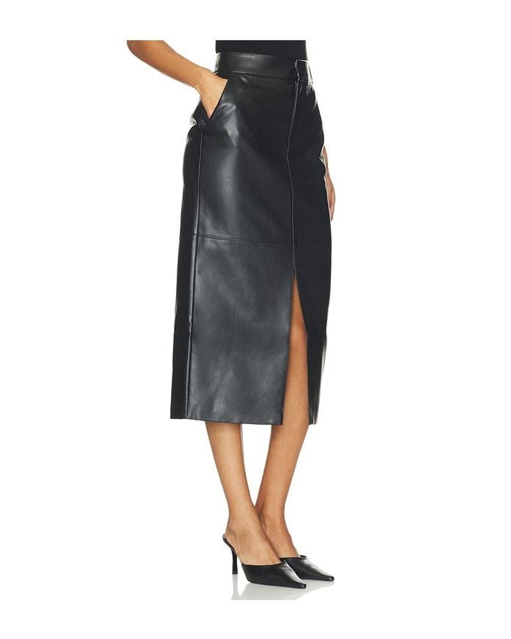 FAVORITE DAUGHTER Black The Faux Leather Meyer Skirt