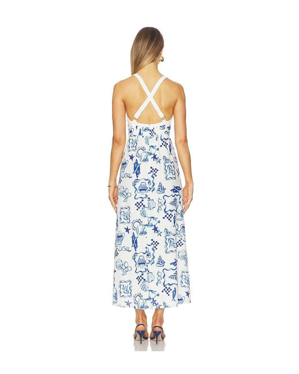MINKPINK Blue Baci Cross Back Midi Dress