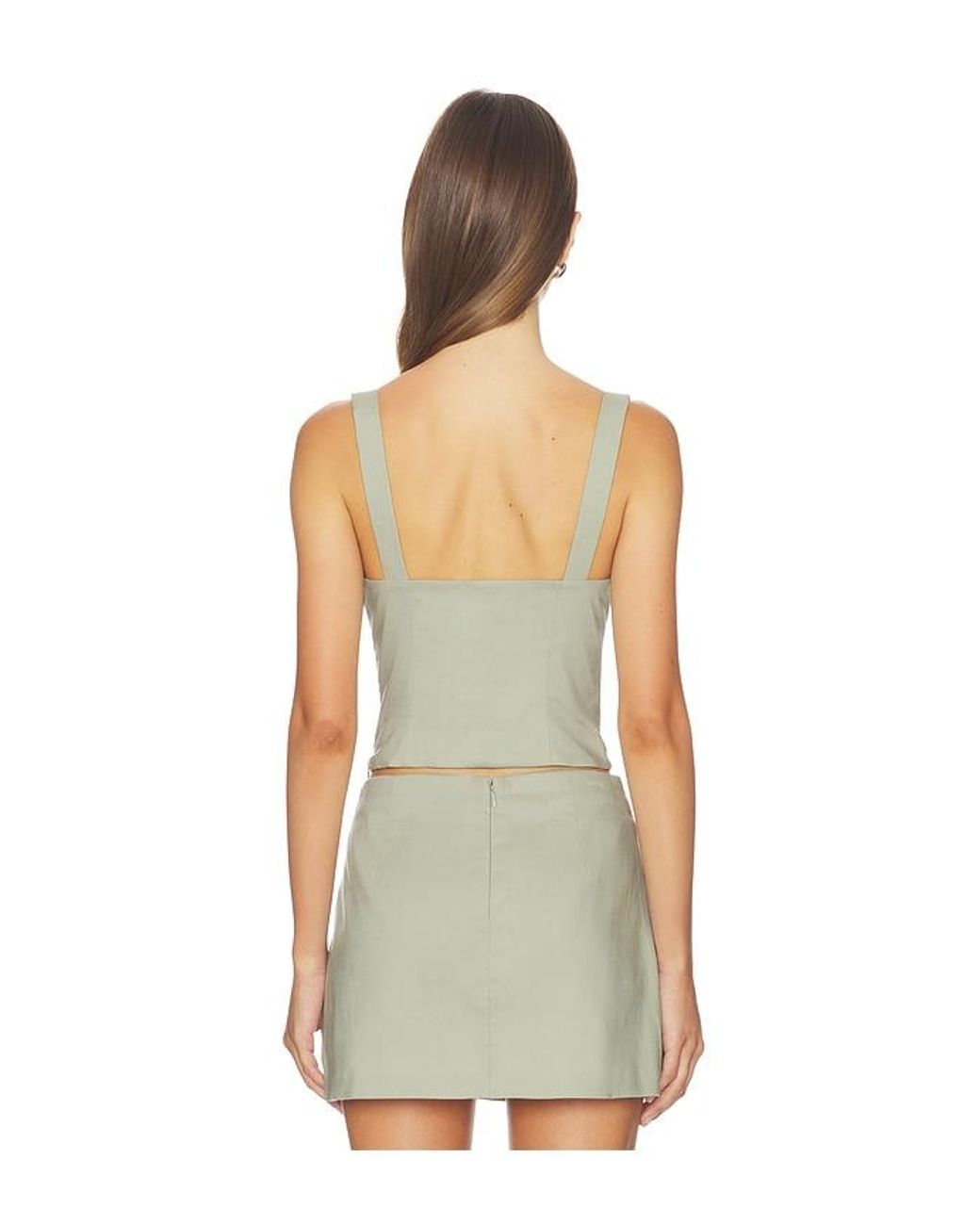 GOOD AMERICAN Green The Linen Corset Top