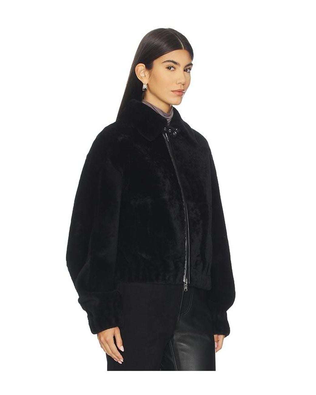Helmut Lang Black Shearling Bomber