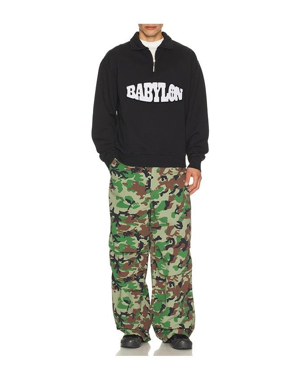 Babylon Black Half Zip Pullover Sweater for men