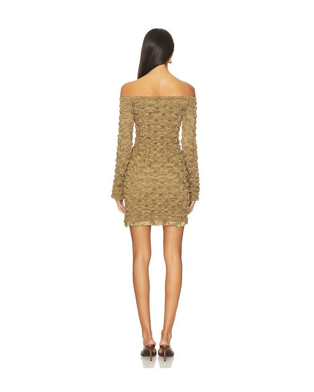 Prabal Gurung Natural Off-Shoulder Long Sleeve Mini Dress