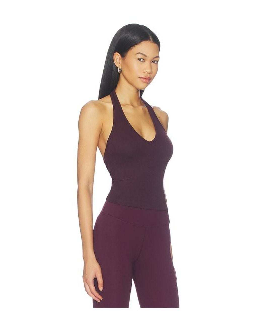 Splits59 Purple June Rib Halter Top