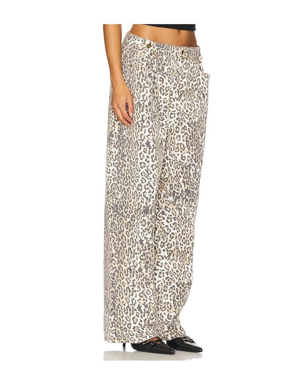 Lioness White Rigid Leopard Print Boyfriend Jeans