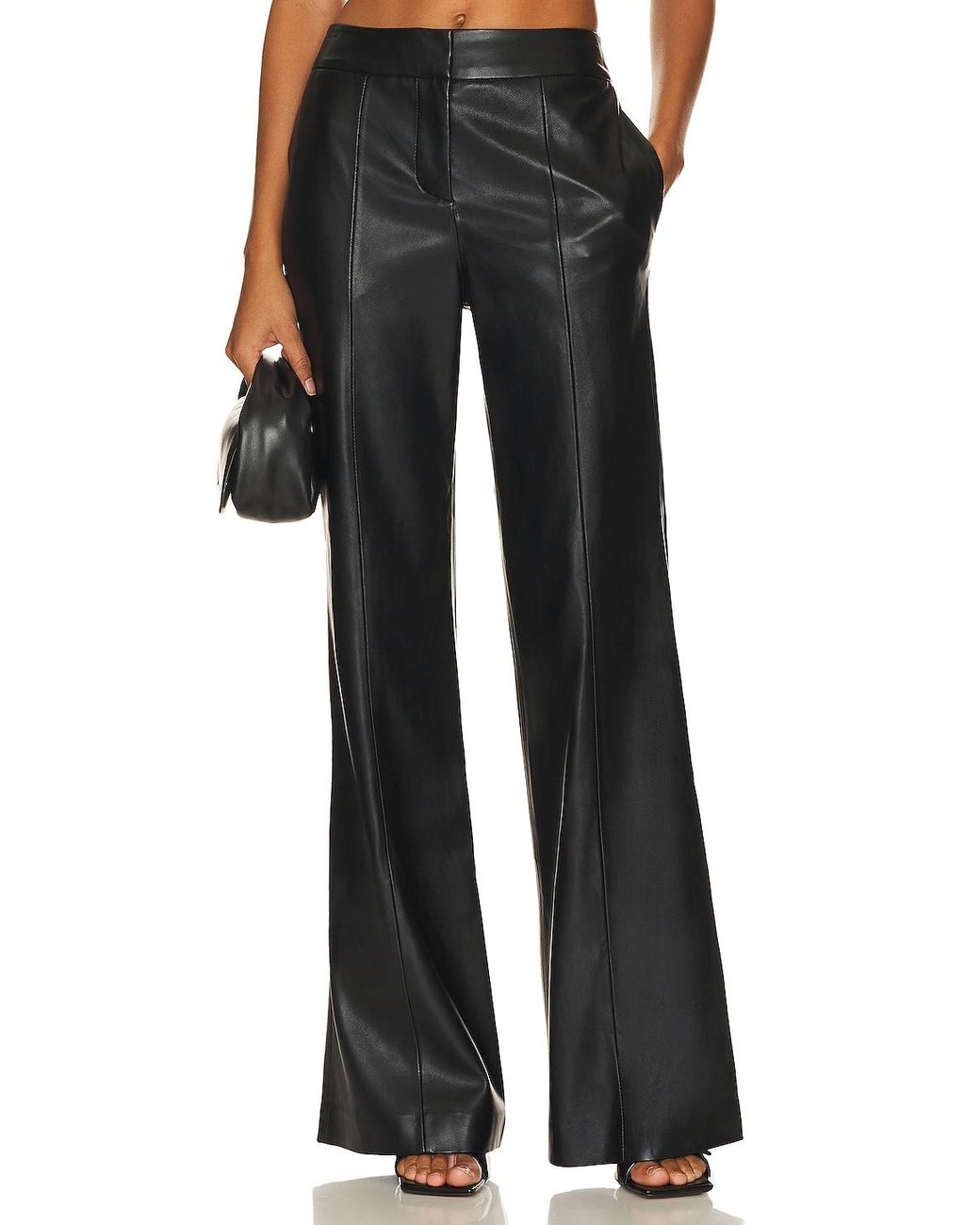 MILLY Nash Faux Leather Leather Pants in Black | Lyst