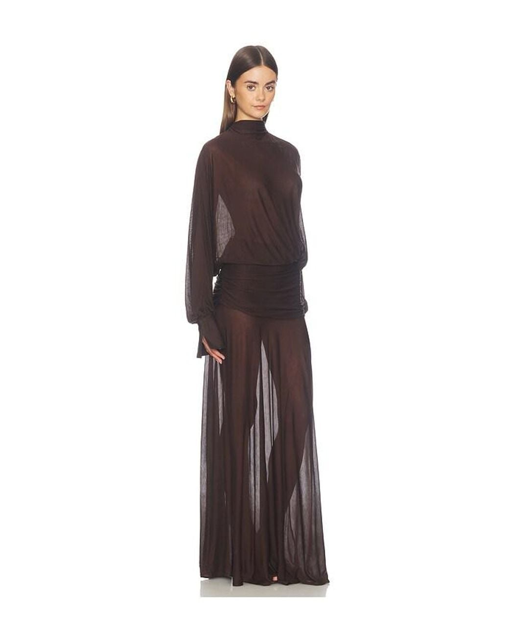 SER.O.YA Brown Swan Maxi Dress