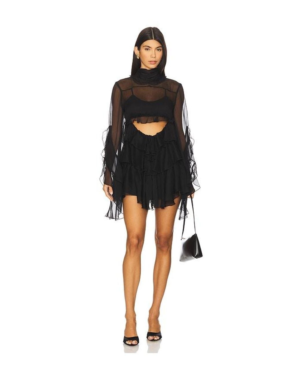 Bardot Black Anyssa Ruffle Mini Dress