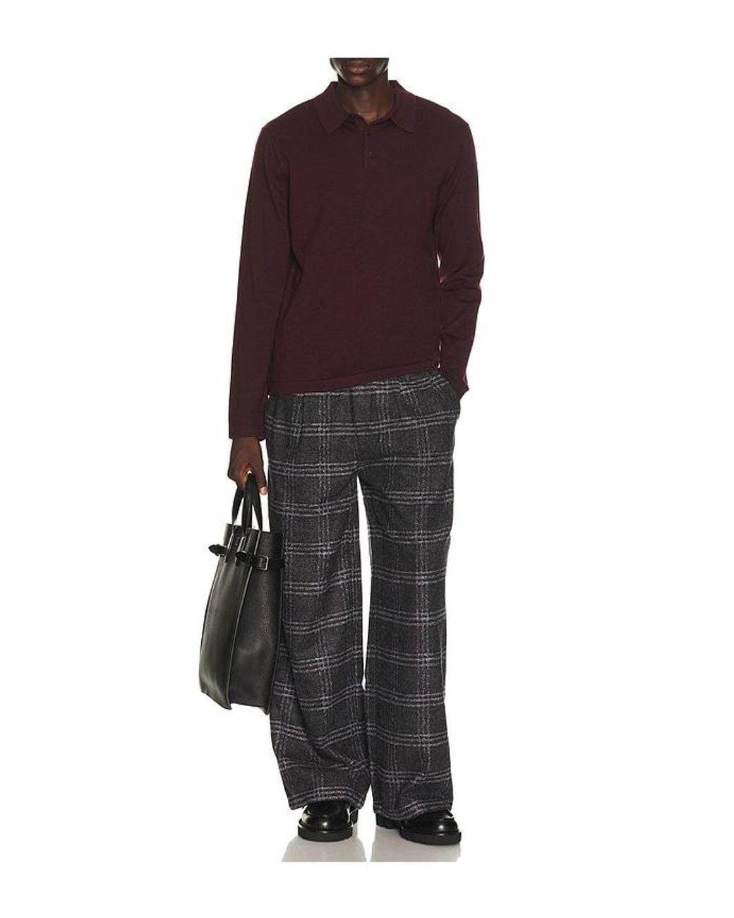 KROST Black Eco Half-Elastic Plaid Pant for men