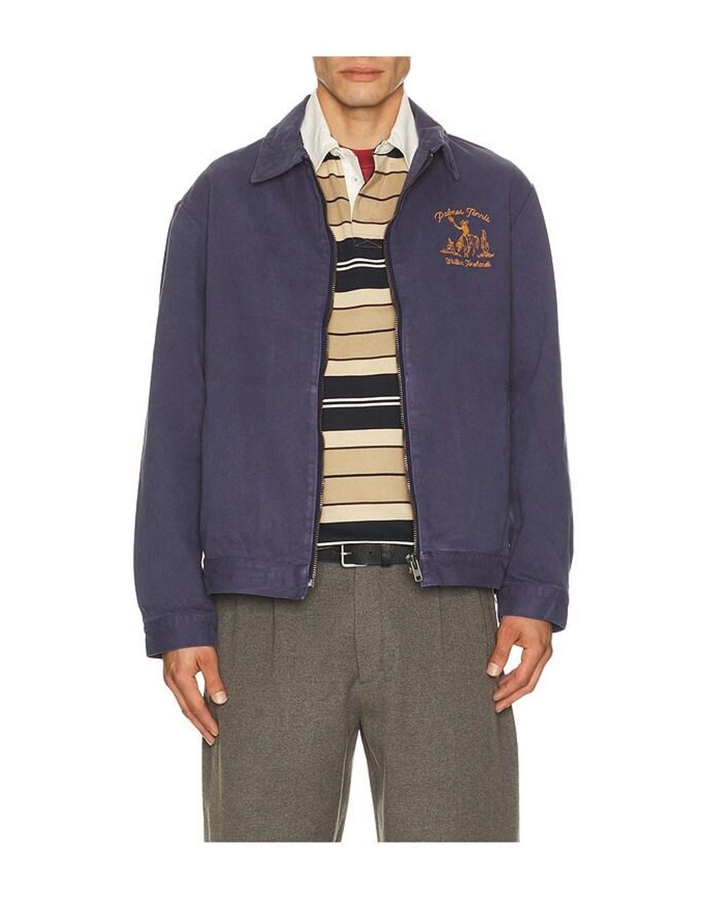 Palmes Blue Western Zip Jacket for men