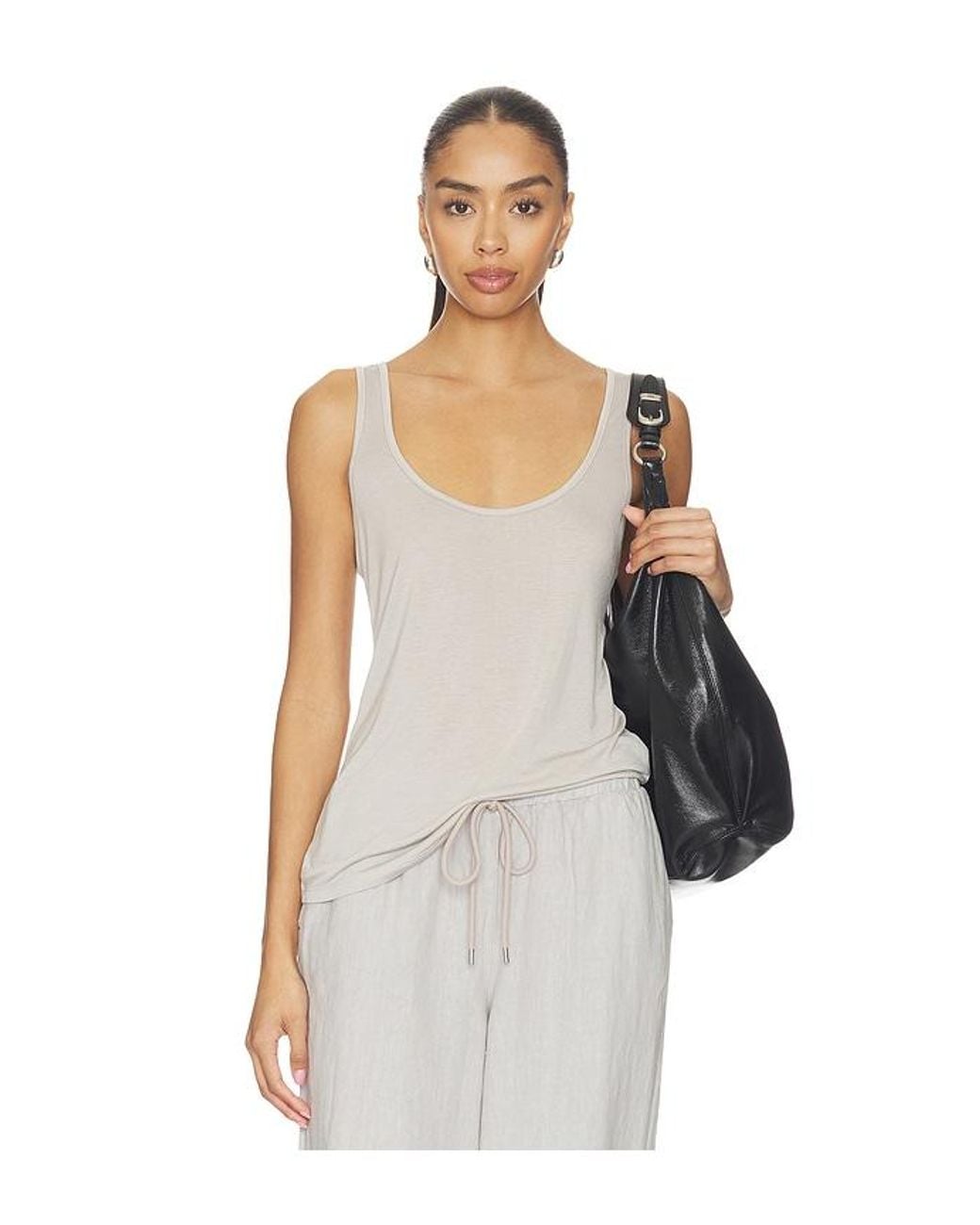 L'Agence White Celia Scoop Neck Tank
